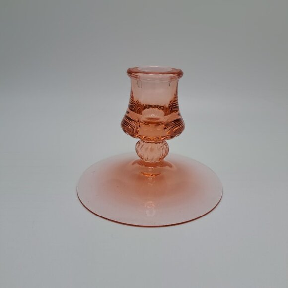 Heisey Mercury Pink Glass Candle Holder Vintage - Picture 2 of 7
